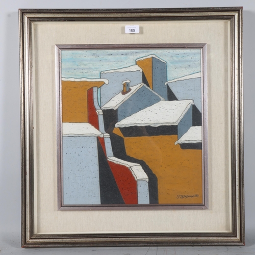 185 - Gian Franco di Biasi, Prima Neve, 1977, oil on board, 42cm x 38cm, framed