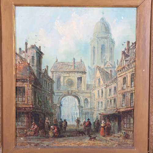 188 - P Martin, Continental street scene, 19th century oil on canvas, 34cm x 30cm, framed