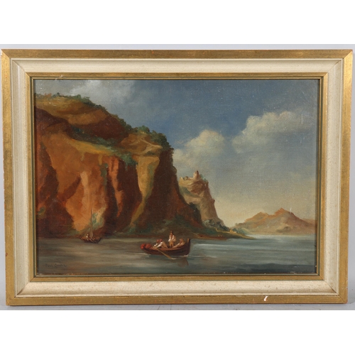 192 - Paul Crodel (1862 - 1928), figures in a boat, oil on canvas, 30cm x 43cm, framed