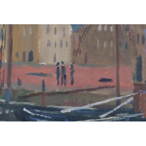 2 - Vincent Lines RWS (1909 - 1968), harbour scene (probably French Harbour, Rye), oil on board, 40cm x ... 