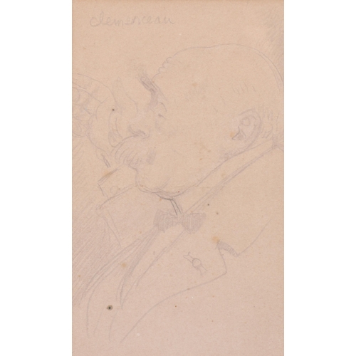 206 - William Orpen (1878 - 1931), portrait of Georges Clemenceau, pencil sketch on blotting paper, unsign... 