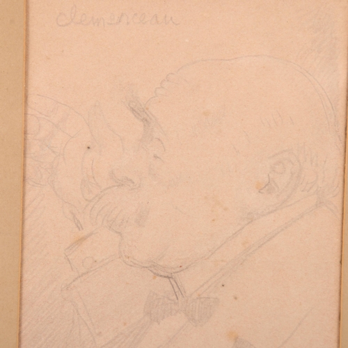 206 - William Orpen (1878 - 1931), portrait of Georges Clemenceau, pencil sketch on blotting paper, unsign... 