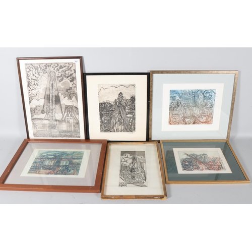 207 - N Whitfield, a group of etchings and prints, framed (10)