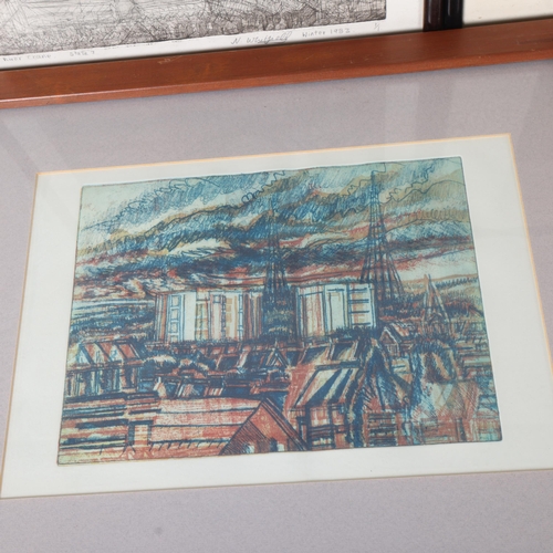 207 - N Whitfield, a group of etchings and prints, framed (10)