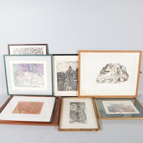 207 - N Whitfield, a group of etchings and prints, framed (10)