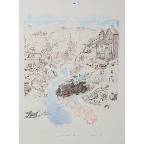 209 - Chris Orr (born 1943), A Short History of Motoring, coloured etching 1990, signed in pencil, no. 9/5... 