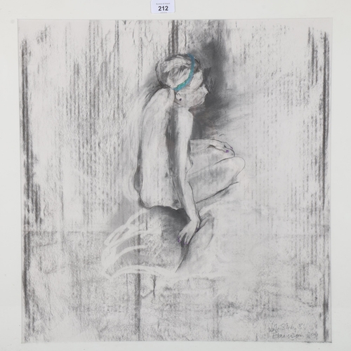 212 - Diana Harrison, life study, charcoal/crayon on paper, 52cm x 51cm, framed