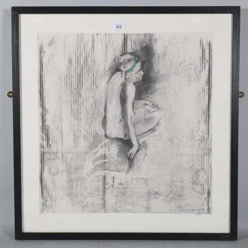 212 - Diana Harrison, life study, charcoal/crayon on paper, 52cm x 51cm, framed