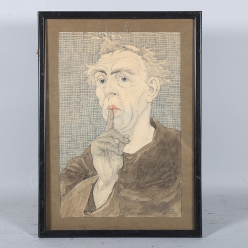 216 - Charles Folkard, portrait of a man, watercolour/pencil, 1938, 30cm x 20cm, framed