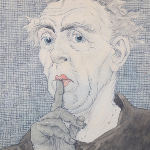 216 - Charles Folkard, portrait of a man, watercolour/pencil, 1938, 30cm x 20cm, framed