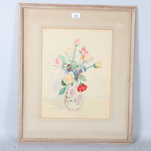 217 - Ethel Hatch, still life roses, watercolour, 41cm x 31cm, framed