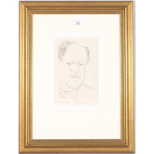 22 - Henri Matisse (1869 - 1954), portrait of Rene Leriche 1949, original lithograph, signed in pencil, n... 