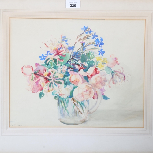 220 - Ethel Hatch, still life flowers, watercolour, 30cm x 36cm, framed