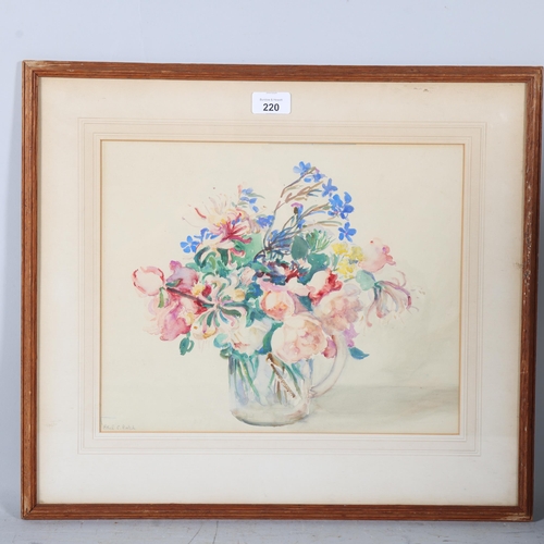 220 - Ethel Hatch, still life flowers, watercolour, 30cm x 36cm, framed