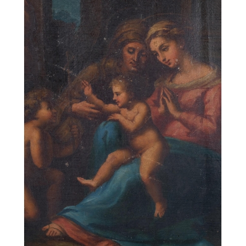 36 - Religious group study, 19th century oil on canvas, 28cm x 22cm, framed