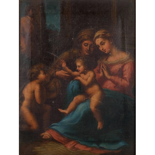 36 - Religious group study, 19th century oil on canvas, 28cm x 22cm, framed