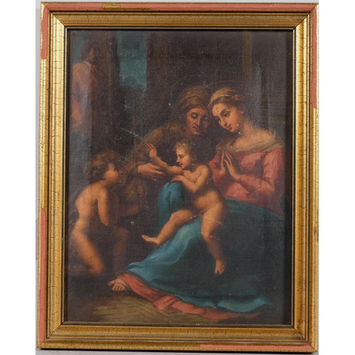 36 - Religious group study, 19th century oil on canvas, 28cm x 22cm, framed