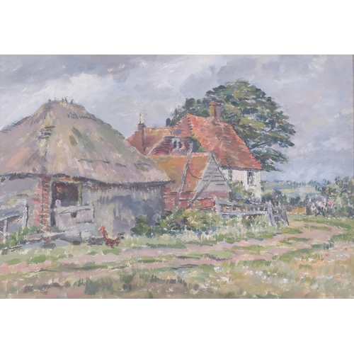 4 - Vincent Lines RWS (1909 - 1968), Lunsford Farm, Pett Village scene, oil on board, 31cm x 46cm, frame... 