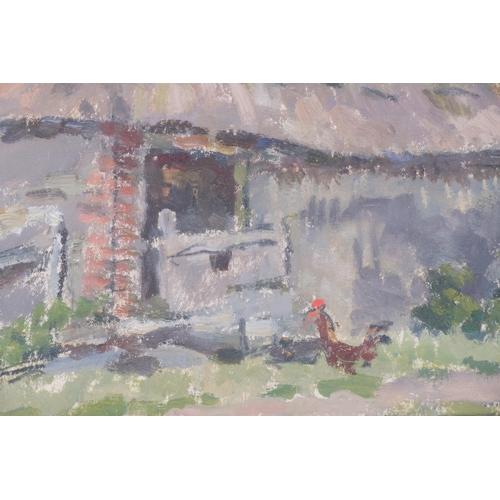 4 - Vincent Lines RWS (1909 - 1968), Lunsford Farm, Pett Village scene, oil on board, 31cm x 46cm, frame... 