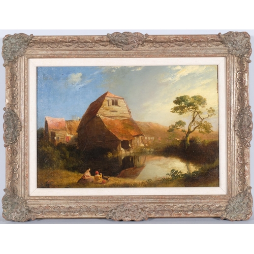 46 - Edmond Gill, farm scene near Tunbridge Wells, oil on canvas, 31cm x 44cm, framed