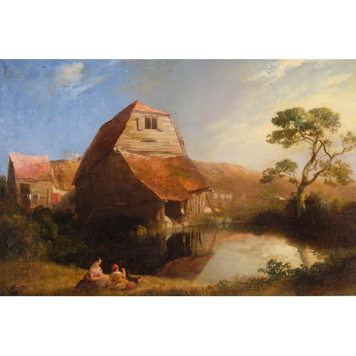 46 - Edmond Gill, farm scene near Tunbridge Wells, oil on canvas, 31cm x 44cm, framed