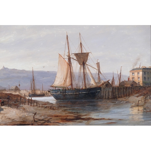 49 - Richard Henry Nibbs (circa 1816 - 1893), boatyard scene, 1878, 30cm x 60cm, framed