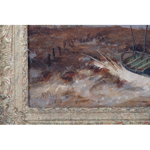 49 - Richard Henry Nibbs (circa 1816 - 1893), boatyard scene, 1878, 30cm x 60cm, framed