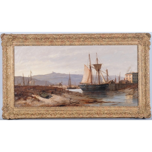 49 - Richard Henry Nibbs (circa 1816 - 1893), boatyard scene, 1878, 30cm x 60cm, framed