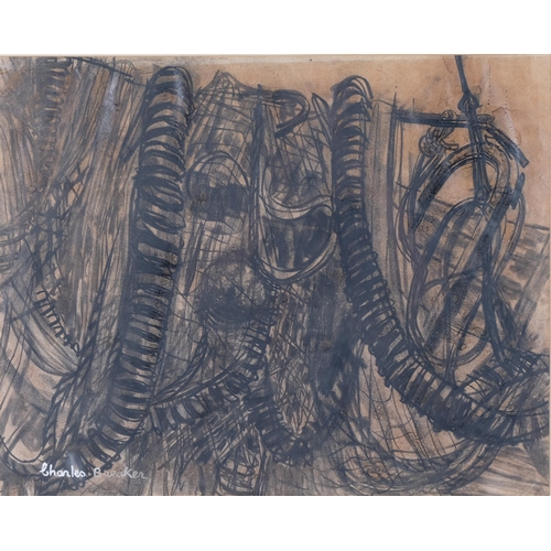 51 - Charles Breaker (1906 - 1985), Nets, charcoal on paper, 43cm x 53cm, framed