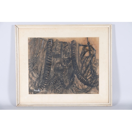 51 - Charles Breaker (1906 - 1985), Nets, charcoal on paper, 43cm x 53cm, framed