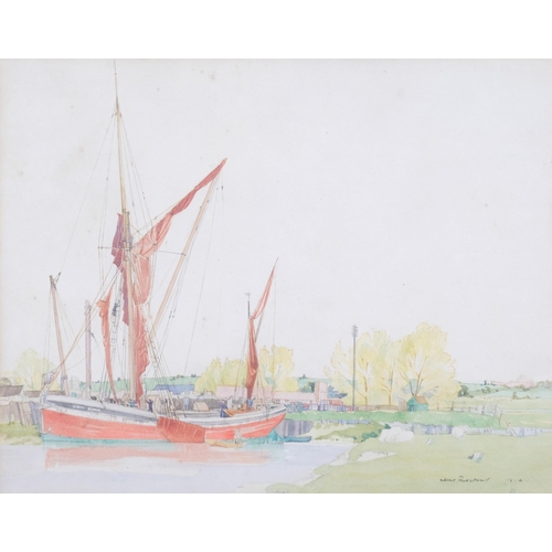 55 - Henry Rushbury (1889 - 1968), boatyard scene, 191
4, watercolour, 24cm x 30cm, framed