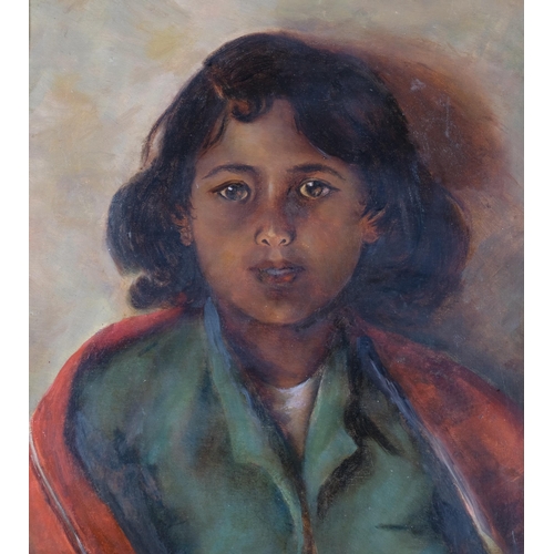 56 - Portrait of a girl, late 19th century oil on board, indistinctly signed R Shabe?, dated 1889, 46cm x... 