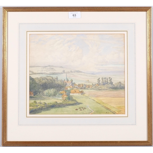 63 - Randolph Schwabe (1885 - 1948), South Harting, watercolour, 25cm x 30cm, framed, provenance: Borne F... 