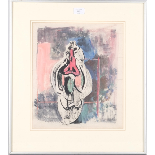 64 - Julius Stafford Baker (1868 - 1961), abstract composition, mixed media on paper, 37cm x 31cm, framed