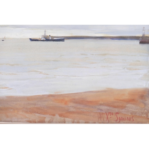 65 - William Christian Symons (1845 - 1911), Newhaven harbour, watercolour, 20cm x 32cm, framed