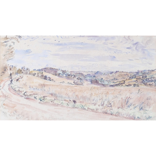 7 - Thomas Hennell (1903 - 1945), a country lane, watercolour, 30cm x 55cm, framed