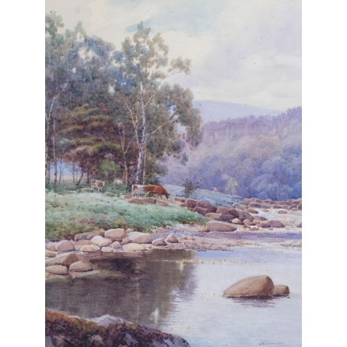 82 - James William Stamper (1872 - 1947), river landscape, watercolour, 33cm x 25cm, framed