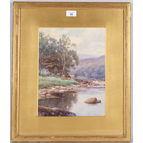 82 - James William Stamper (1872 - 1947), river landscape, watercolour, 33cm x 25cm, framed