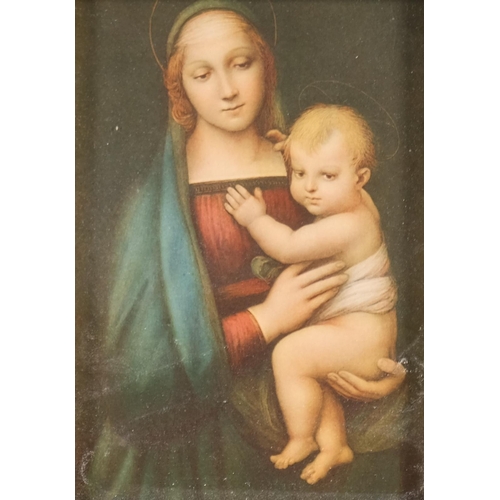 90 - After Raphael, La Madonna Del Granduca, colour lithograph, circa 1880, in ornate blue and gilt frame... 