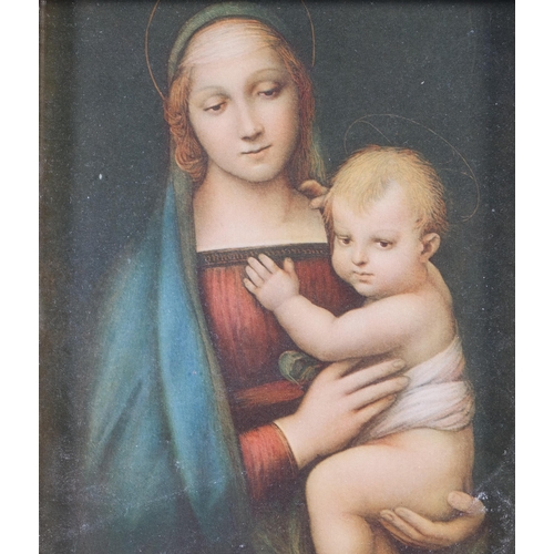 90 - After Raphael, La Madonna Del Granduca, colour lithograph, circa 1880, in ornate blue and gilt frame... 