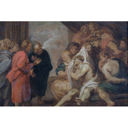 91 - Circle of Sir Peter Paul Rubens (1577 - 1640), The Raising of Lazarus, oil on canvas laid on panel, ... 