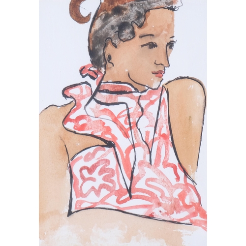 97 - C Stockham, portrait of a woman, watercolour, 1979, 23cm x 16cm, framed