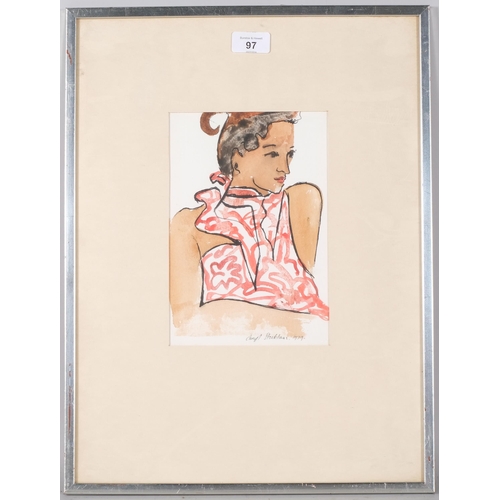 97 - C Stockham, portrait of a woman, watercolour, 1979, 23cm x 16cm, framed