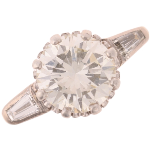 1106 - An Art Deco platinum 1.45ct single stone diamond ring, 8-claw set with a modern round brilliant-cut ... 