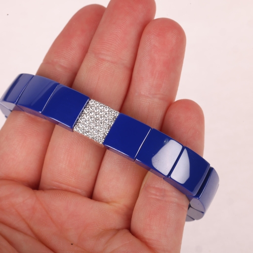 1131 - ROBERTO DEMEGLIO - a High-Tech blue ceramic diamond 'Domino' expanding bracelet, the 18ct white gold... 