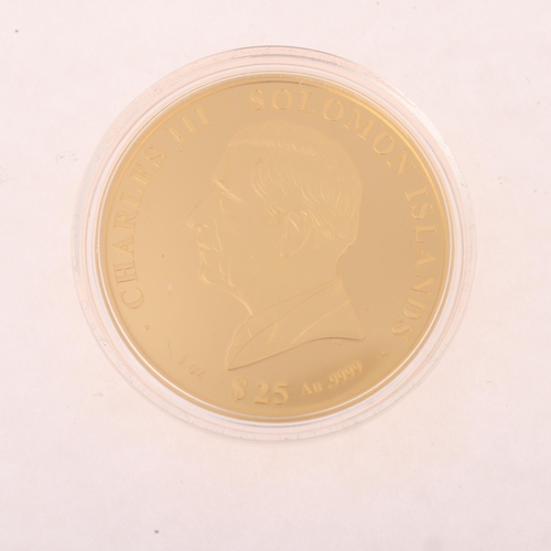 1155 - UEFA Euro 2024 Germany 'Official Henri Delaunay Trophy' one ounce .9999 proof gold coin, Solomon Isl... 