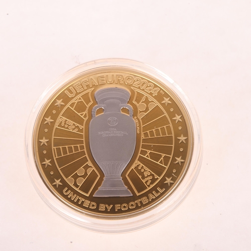 1155 - UEFA Euro 2024 Germany 'Official Henri Delaunay Trophy' one ounce .9999 proof gold coin, Solomon Isl... 