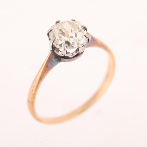 1168 - An 18ct gold 1.85ct single stone diamond ring, claw set with old mine-cut diamond, diamond weight ca... 