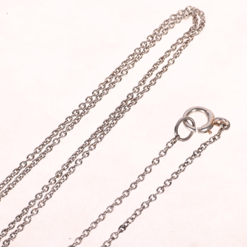 1214 - An Antique platinum fine cable link chain necklace, with platinum and gold bolt clasp, unmarked moun... 