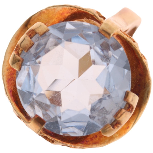 1219 - A 14ct gold blue synthetic spinel dress ring, circa 1970s, set with round-cut synthetic spinel, sett... 